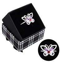 Cubic Zirconia Micro Pave 925 Sterling Silver Rings Butterfly without box & micro pave cubic zirconia & faceted US Ring Sold By PC