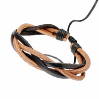 Cowhide Bracelet with Linen adjustable Sold Per 6.7-12 Inch Strand