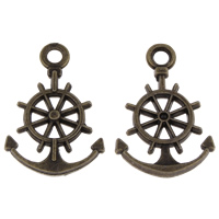 Tibetan Style Ship Wheel & Anchor Pendant, antique bronze color plated, nautical pattern, lead & cadmium free, 14x20x2mm, Hole:Approx 2mm, Inner Diameter:Approx 1mm, Approx 500PCs/KG, Sold By KG
