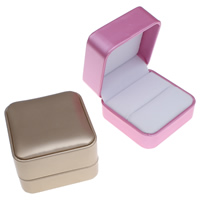 Cartón Caja para un anillo solo, con Cuero de PU & Pana, Cuadrado, más colores para la opción, 70x48x70mm, Vendido por UD