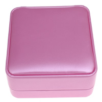 Karton Nyaklánc Box, -val PU & Velveteen, Négyzet, rózsaszín, 86x42x93mm, Által értékesített PC