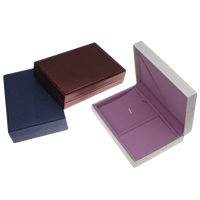 Kartong smyckeset box, finger ring & örhänge & halsband, med PU & Velveteen, Rektangel, fler färger för val, 168x40x110mm, Säljs av PC