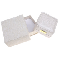 Cajas de Cartón para Collares, con Cuero de PU & Pana & aleación de zinc, Cuadrado, chapado en color dorado, 88x45x92mm, Vendido por UD