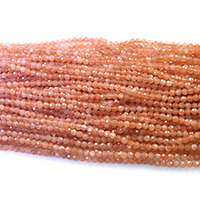 Moonstone Beads, Månesten, Runde, forskellig størrelse for valg & facetteret, appelsin, Hole:Ca. 0.5mm, Længde Ca. 16 inch, Solgt af Lot