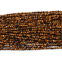 Tiger Eye Beads, Runde, naturlig, forskellig størrelse for valg & facetteret, Hole:Ca. 0.5mm, Længde Ca. 16 inch, Solgt af Lot
