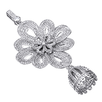 Brass Tassel Cap Bail Flower platinum plated micro pave cubic zirconia nickel lead & cadmium free 74mm  Approx Sold By Lot