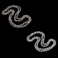 Natürliche Süßwasser Perle Halskette, Natürliche kultivierte Süßwasserperlen, Barock, keine, 7-8mm, verkauft per ca. 47 ZollInch Strang