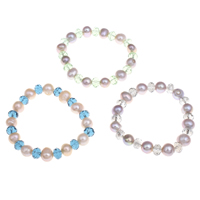 Freshwater Cultured Pearl Bracelet Freshwater Pearl with Crystal Potato natural faceted 8-9mm Sold Per Approx 6.5 Inch Strand