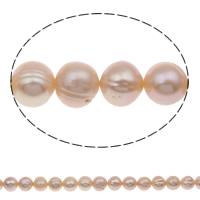 Baroko Kultūringas gėlavandenių perlų karoliukai, Gėlo vandens perlų, rožinis, 10-11mm, Parduota už 15 Inch Strand