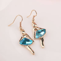 Crystal Earrings Zinc Alloy with Crystal brass earring hook Dancing Girl gold color plated faceted nickel lead & cadmium free Sold By Lot