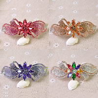 Hair Barrettes Zinc Alloy with Crystal & Silicone Flower plated faceted & with rhinestone nickel lead & cadmium free Sold By PC