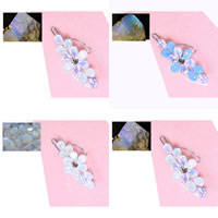 Hair Clip Zinc Alloy with Sea Opal Flower platinum color plated faceted nickel lead & cadmium free Sold By PC