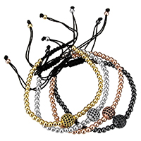 Brass Woven Ball Bracelets with Nylon Cord plated adjustable & micro pave cubic zirconia nickel lead & cadmium free 9.5mm 4mm Length Approx 6-11 Inch Sold By Lot