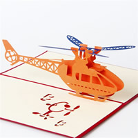 Papier 3D wenskaart, Vliegtuig, 3D-effect, rood, 100x150mm, 10pC's/Lot, Verkocht door Lot