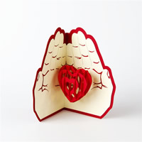 Paper 3D Greeting Card Hand 3D effect red Sold By Lot