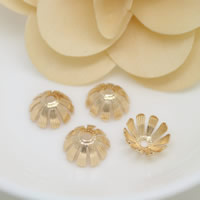 Capuchon pour perle en laiton, fleur, Plaqué d'or 24K, protéger l'environnement, sans nickel, plomb et cadmium, 13mm, Trou:Environ 3mm, 100PC/lot, Vendu par lot