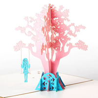 Papier 3D wenskaart, Meisje, 3D-effect, koffie kleur, 128x148mm, 10pC's/Lot, Verkocht door Lot