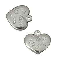 Stainless Steel Heart Pendants word I love you machine polishing original color Approx 2mm Sold By Lot