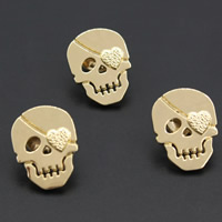 Collar Brooch Zinc Alloy Skull gold color plated lead & cadmium free Sold By Bag