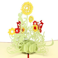 Paper 3D Greeting Card Flower 3D effect red Sold By Lot