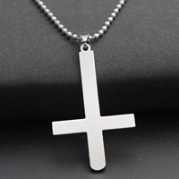 Stainless Steel Jewelry Necklace Cross ball chain original color Length Approx 19.6 Inch Sold By Lot