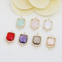 Brass Jewelry Connector with Glass Rectangle gold color plated faceted & 1/1 loop mixed colors Approx 1.3mm Sold By Lot