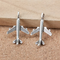 Vehicle Shaped Tibetan Style Pendants, Airplane, antique silver color plated, nickel, lead & cadmium free, 24x15x4mm, Hole:Approx 2mm, 500PCs/Lot, Sold By Lot