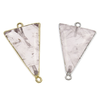 Rose Quartz Connector with Iron Triangle plated natural & 1/1 loop - Approx 2mm Sold By Bag