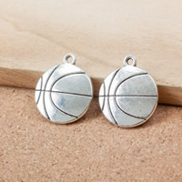 Zinc Alloy Pendants Basketball antique silver color plated nickel lead & cadmium free Approx 1.5mm Sold By Lot