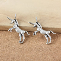 Tibetan Style Pendant, Unicorn, antique silver color plated, nickel, lead & cadmium free, 35x25x4mm, Hole:Approx 3mm, 200PCs/Lot, Sold By Lot