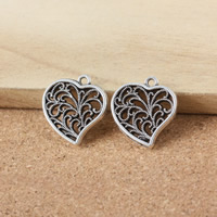 Zinc Alloy Heart Pendants antique silver color plated hollow nickel lead & cadmium free Approx 2mm Sold By Lot