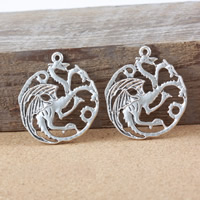 Zinc Alloy Animal Pendants Dragon antique silver color plated nickel lead & cadmium free Approx 2mm Sold By Lot
