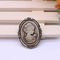 Resin Brooch Zinc Alloy with Resin antique bronze color plated lady cameo lead & cadmium free Sold By PC