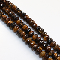 Tiger Eye Beads, Rondelle, naturlig, facetteret, 5x8-9mm, Hole:Ca. 1mm, Længde Ca. 15.5 inch, 2Strands/Lot, Ca. 78pc'er/Strand, Solgt af Lot