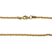 Cadeia do aço inoxidável Nekclace, cromado de cor dourada, Cadeia de corda, 2.50mm, comprimento Aprox 20 inchaltura, 10vertentespraia/Lot, vendido por Lot