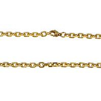 Cadeia do aço inoxidável Nekclace, cromado de cor dourada, freio de corrente, 5.50x4x1mm, comprimento Aprox 20 inchaltura, 10vertentespraia/Lot, vendido por Lot