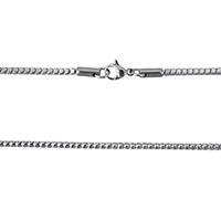 Rostfritt stål Nekclace Chain, ROSTFRITT STÅL, ursprungliga färgen, 2mm, Längd Ca 20 inch, 10Strands/Lot, Säljs av Lot