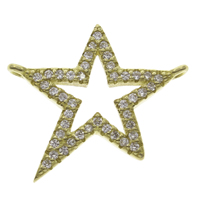 Cubic Zirconia Micro Pave Brass Connector Star micro pave cubic zirconia & 1/1 loop original color nickel lead & cadmium free Approx 0.8mm Sold By Bag