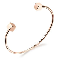 Stainless Steel Cuff Bangle rose gold color plated for woman 2mm Inner Approx 56mm Length Approx 7 Inch Sold By PC