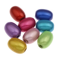 Miracle akryl perler, Oval, mirakel, blandede farver, 8x11mm, Hole:Ca. 1mm, Ca. 1200pc'er/Bag, Solgt af Bag