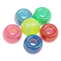 Perles  acrylique plaqué , tambour, Placage coloré, couleur solide, couleurs mélangées, 6x9mm, Trou:Environ 3mm, Environ 1800PC/sac, Vendu par sac