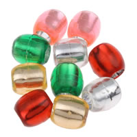 Silver Accent Acrylic Beads Drum & translucent mixed colors Sold By Bag