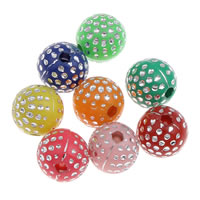 Silver Accent Acrylic Beads Round & solid color mixed colors Approx 1mm Sold By Bag