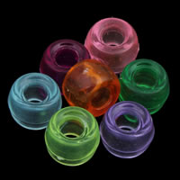 Transparant Acryl Kralen, Drum, gemengde kleuren, 6x9mm, Gat:Ca 2mm, Ca 1800pC's/Bag, Verkocht door Bag
