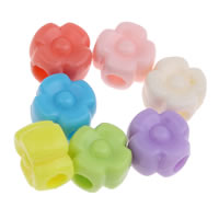 Solid Color Akryl perler, Flower, ensfarvet, blandede farver, 12x8mm, Hole:Ca. 3mm, Ca. 860pc'er/Bag, Solgt af Bag