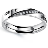 Stainless Steel Finger Ring for Men word courage plated & micro pave cubic zirconia & for man 4mm Sold By Strand