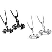 Men Necklace, Stainless Steel, Barbell, plated, box chain & for man, more colors for choice, 41x35mm, Sold Per Approx 21.6 Inch Strand