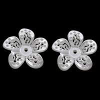 ABS-Kunststoff-Perlen Perlen Kappe Einstellung, Blume, weiß, 35x7mm, Bohrung:ca. 2mm, Innendurchmesser:ca. 1mm, ca. 300PCs/Tasche, verkauft von Tasche