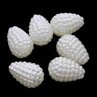 ABS-Kunststoff-Perlen, Tropfen, weiß, 9x14mm, Bohrung:ca. 1mm, ca. 700PCs/Tasche, verkauft von Tasche