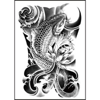 Tattoo Sticker, Paper, Fish, waterproof, 210x150mm, 20PCs/Bag, Sold By Bag